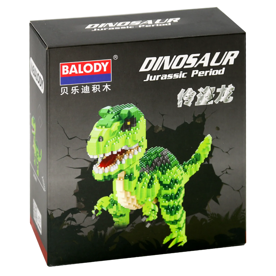 Voorkant verpakking van de Balody miniblocks Velociraptor