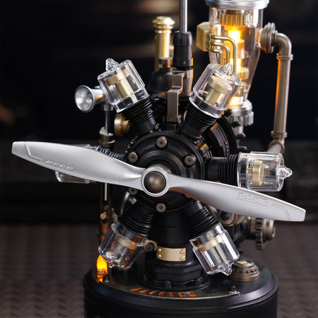 Een moderne propeller aan de zijkant van de Robotime Da Vinci Helicopter