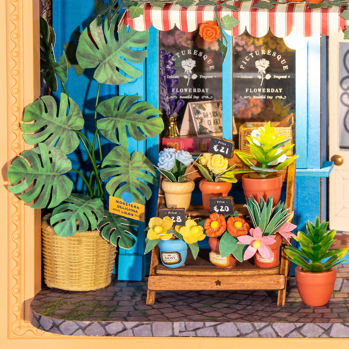 Bloemen en planten voor de winkel uitgestald in de Robotime Daily Fresh Flower
