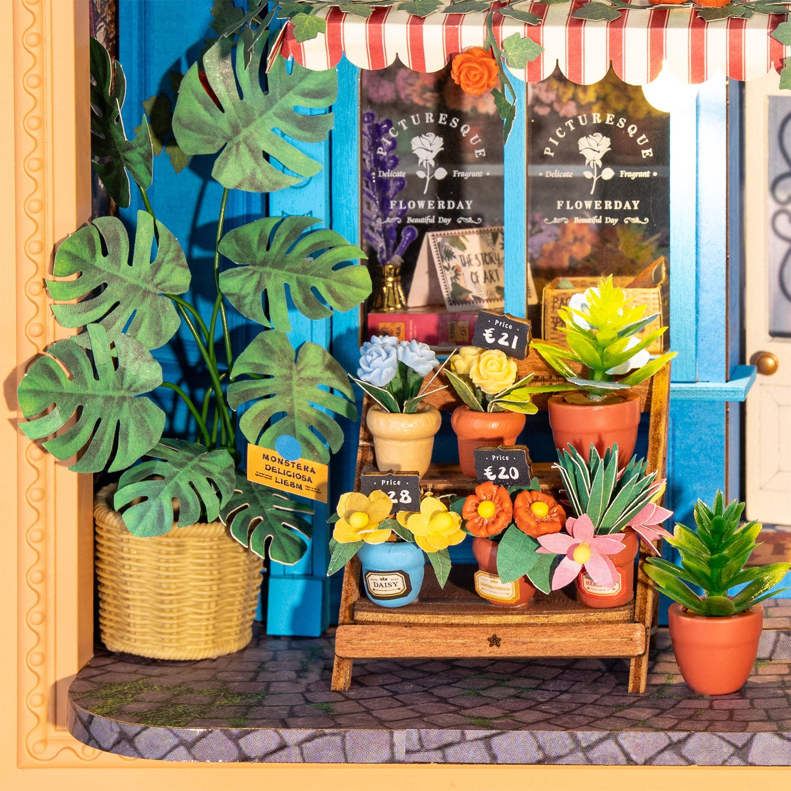 Bloemen en planten voor de winkel uitgestald in de Robotime Daily Fresh Flower