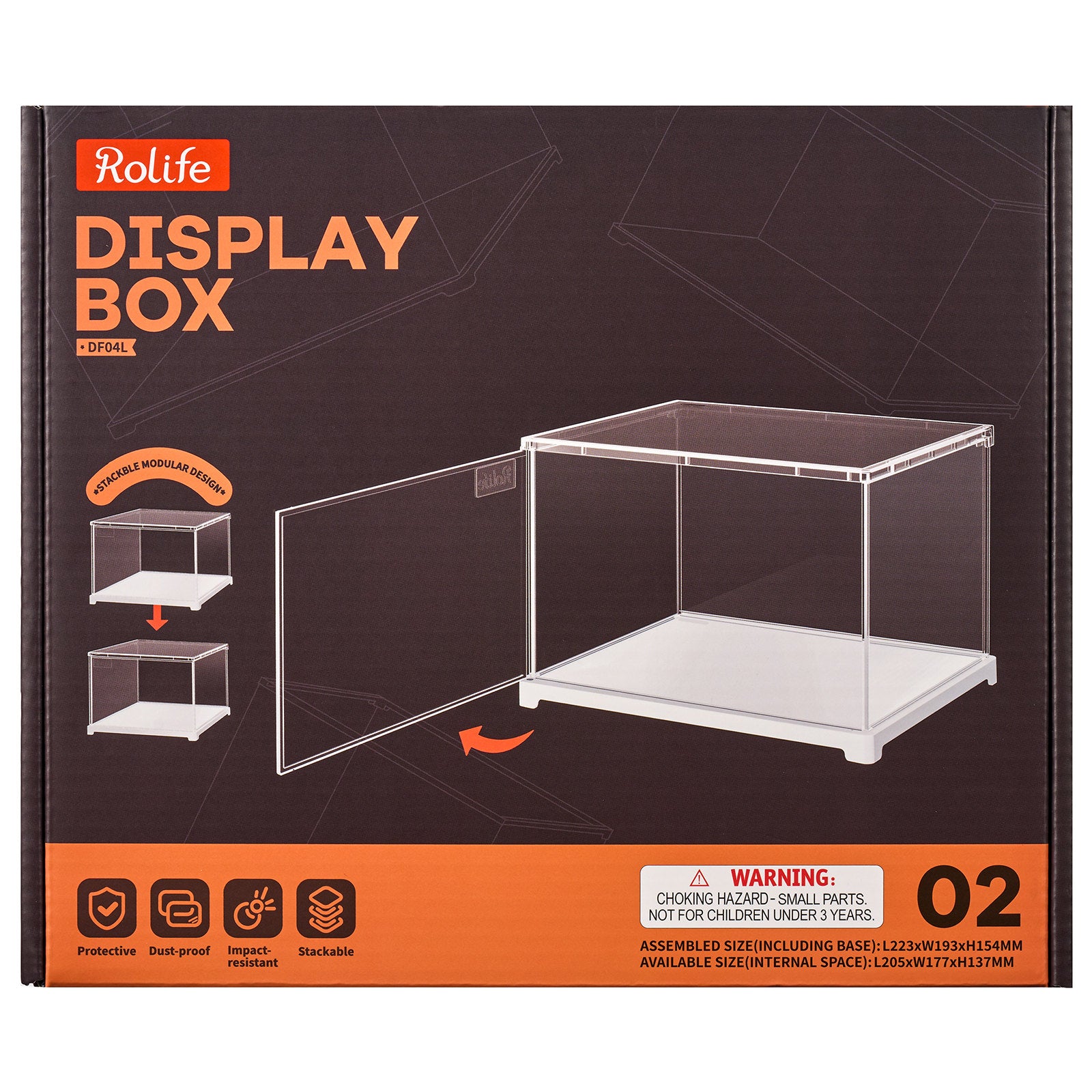 Voorkant verpakking van de Robotime
Dust Cover Landscape S, kunststof bouwpakket voor een display case van 205mm lang, 177mm breed en 137mm hoog (binnenmaten)