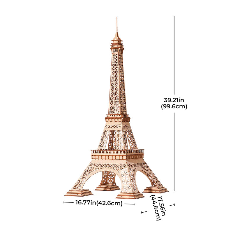 Details over de afmetingen van de Robotime Eiffel Tower Plus
