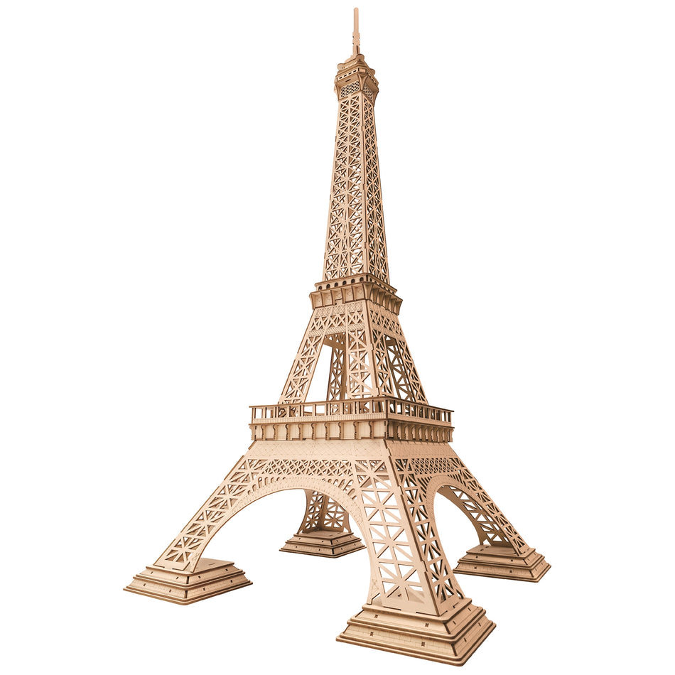 Productfoto van de Robotime Eiffel Tower Plus, houten modelbouw van een grote Eiffeltoren