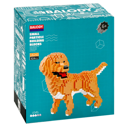 Voorkant verpakking van de Balody miniblocks golden retriever