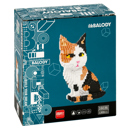 Achterkant verpakking van de Balody miniblocks lapjeskat