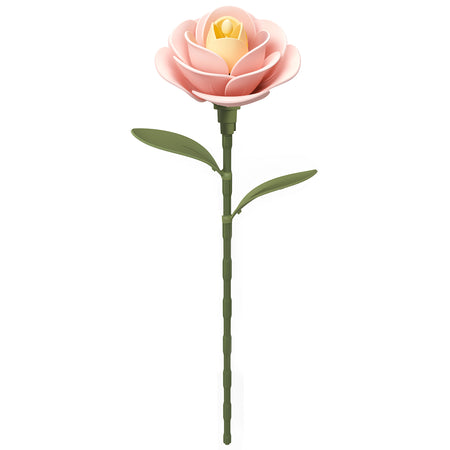 Productfoto van de Robotime Light Pink Camellia, kunststof bouwpakket van een lichtroze camellia
