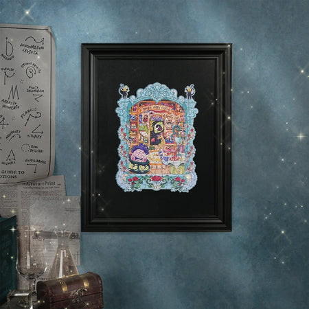 De Robotime Magic Kitty’s Home legpuzzel in de bijbehorende zwarte lijst van Robotime