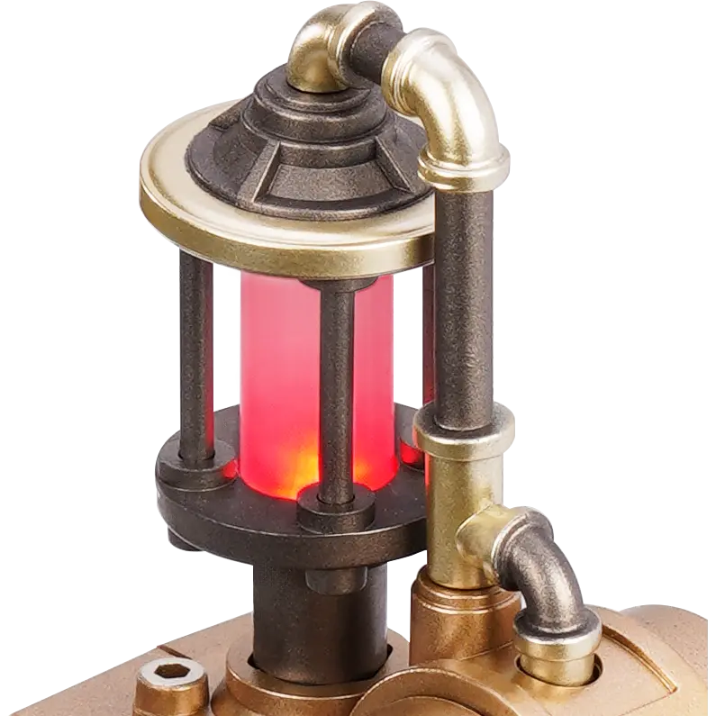 Close-up van het lichtje bovenop de Robotime Morse Telegraph