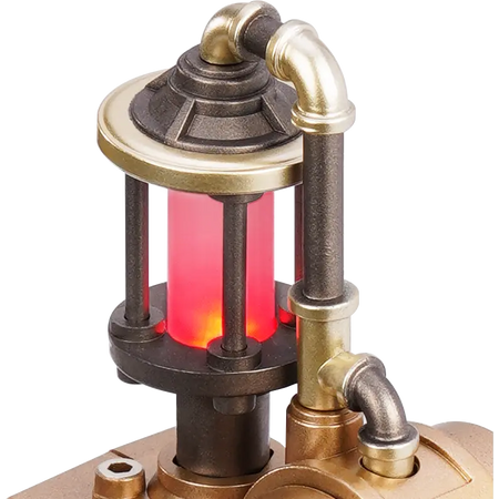 Close-up van het lichtje bovenop de Robotime Morse Telegraph