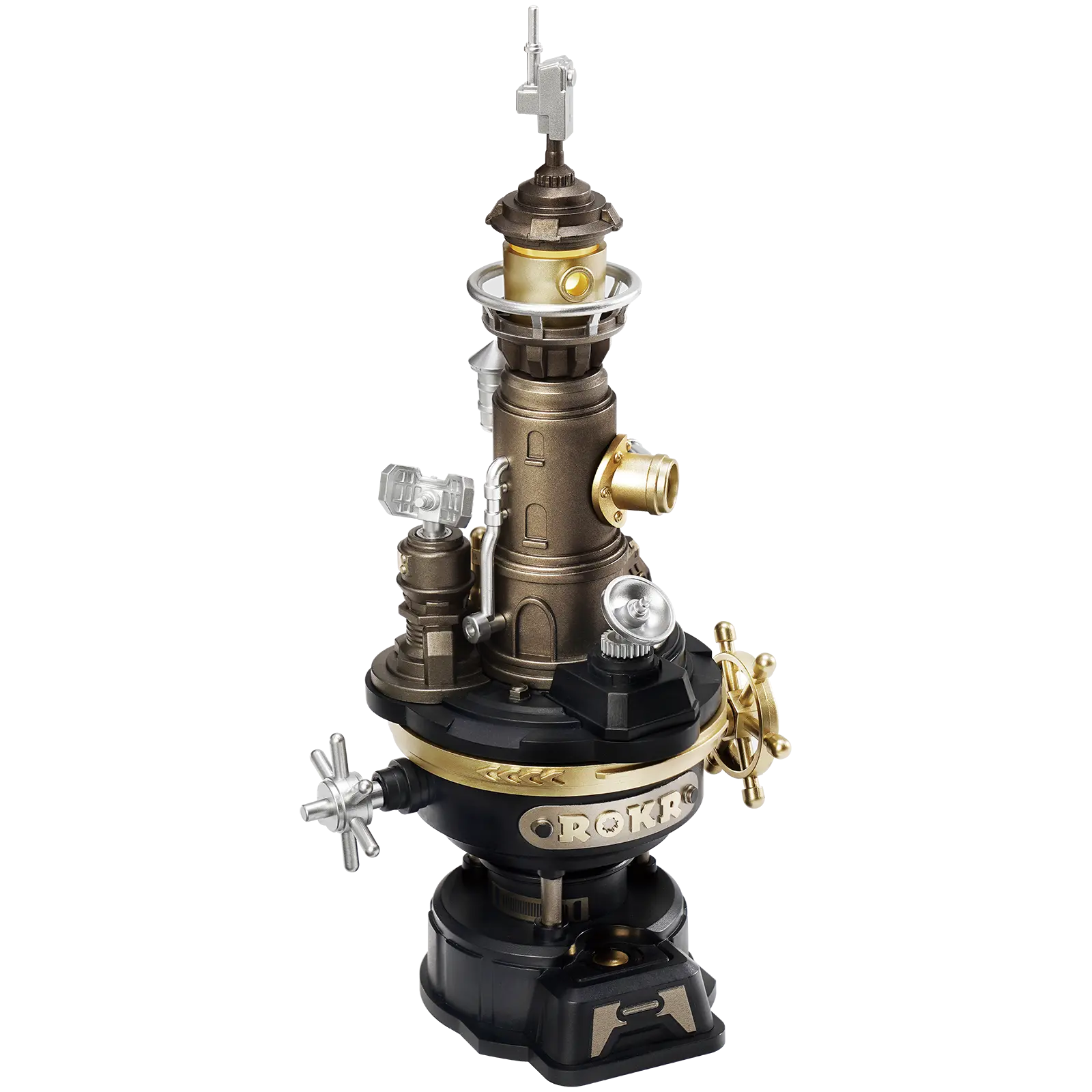 Productfoto van de Robotime Navi Lighthouse, modelbouwpakket van een vuurtoren in steampunk stijl