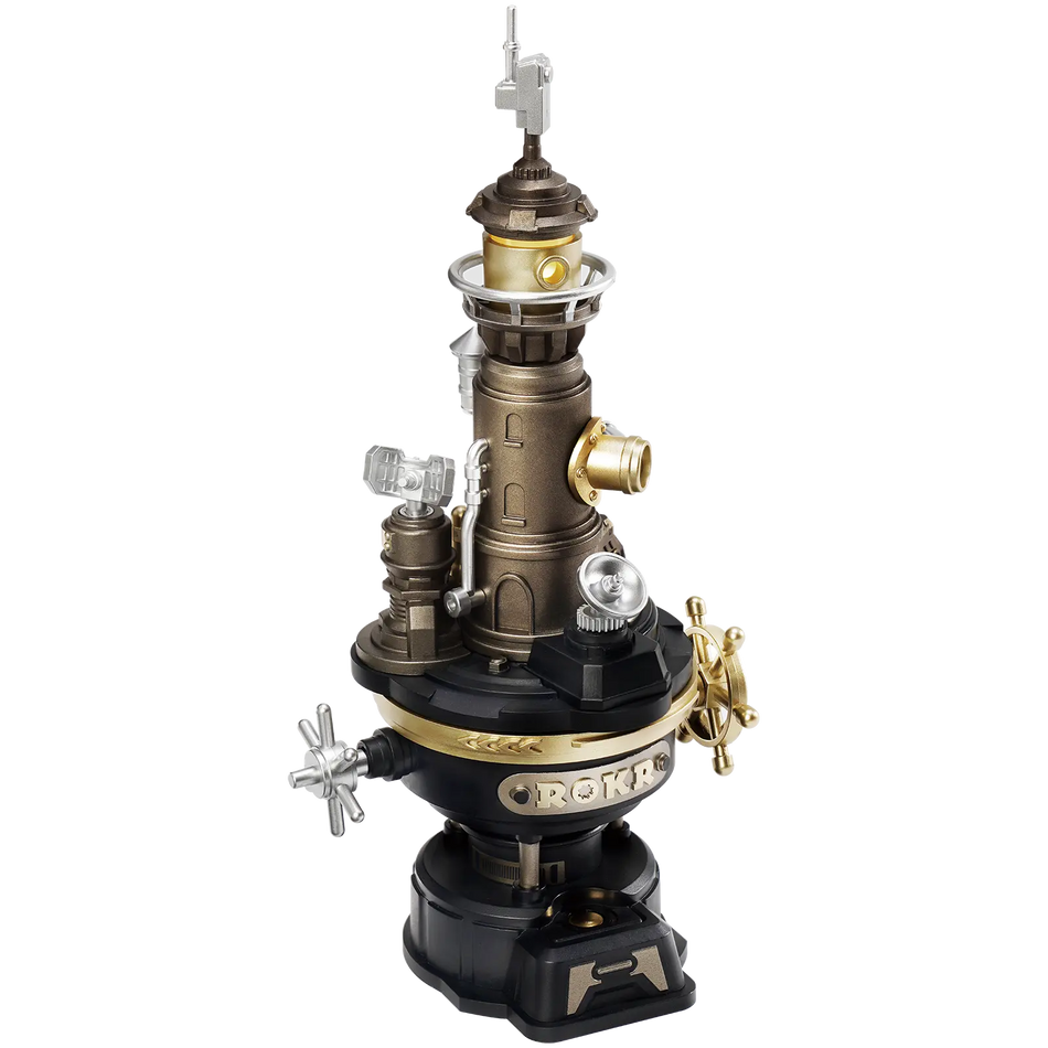 Productfoto van de Robotime Navi Lighthouse, modelbouwpakket van een vuurtoren in steampunk stijl