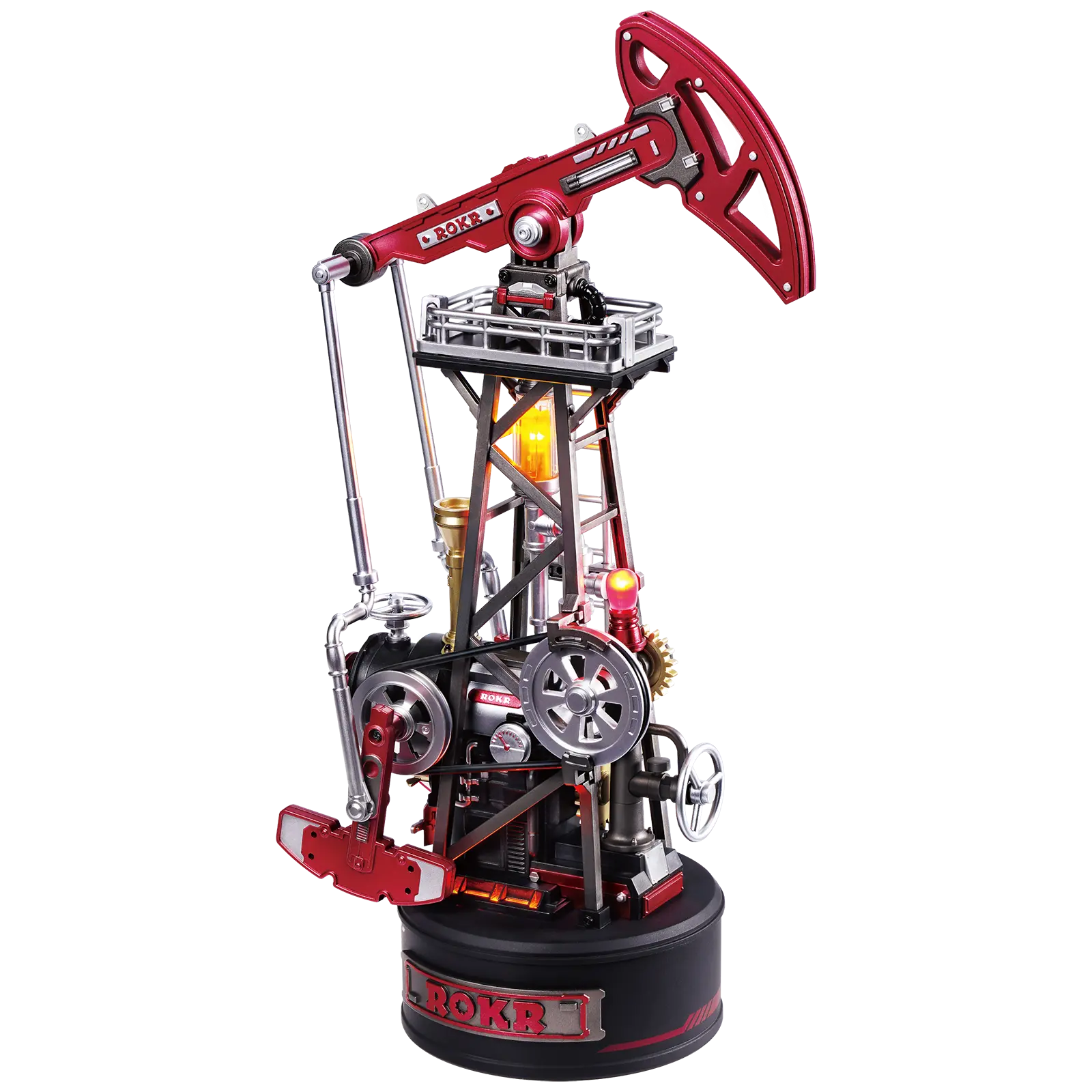 Productfoto van de Robotime Oil Extractor, modelbouwpakket van een jaknikker industriële oliepomp