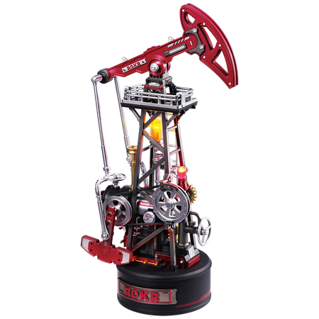 Productfoto van de Robotime Oil Extractor, modelbouwpakket van een jaknikker industriële oliepomp