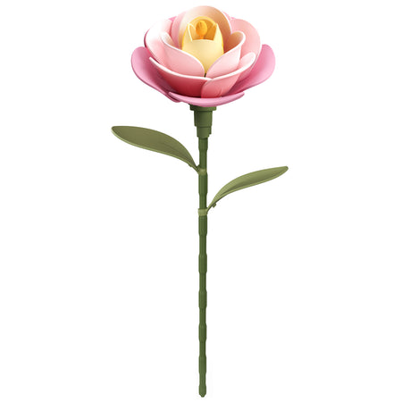 Productfoto van de Robotime Pink Camellia, kunststof bouwpakket van een roze camellia