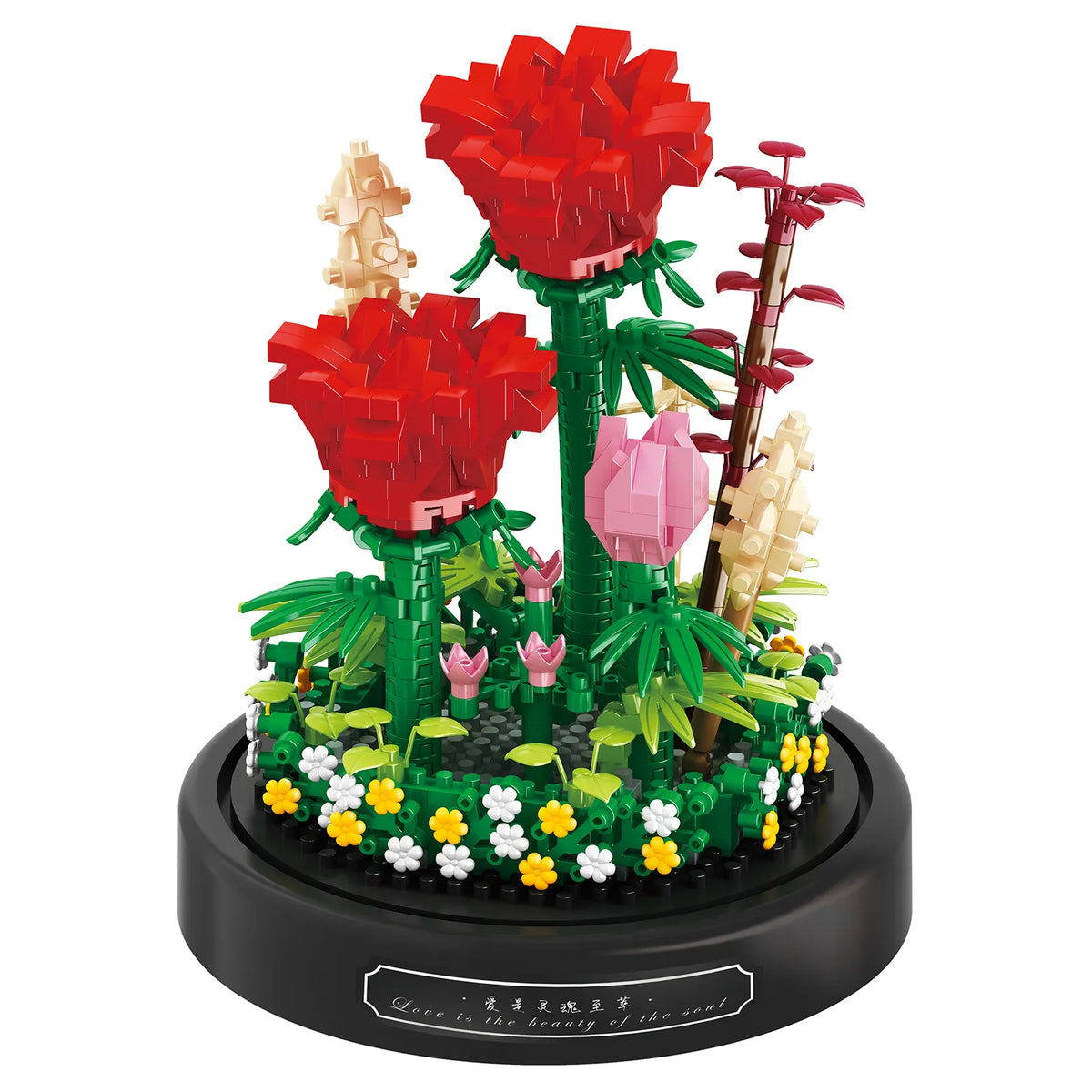 Productfoto van de Balody miniblocks rode rozen in stolp