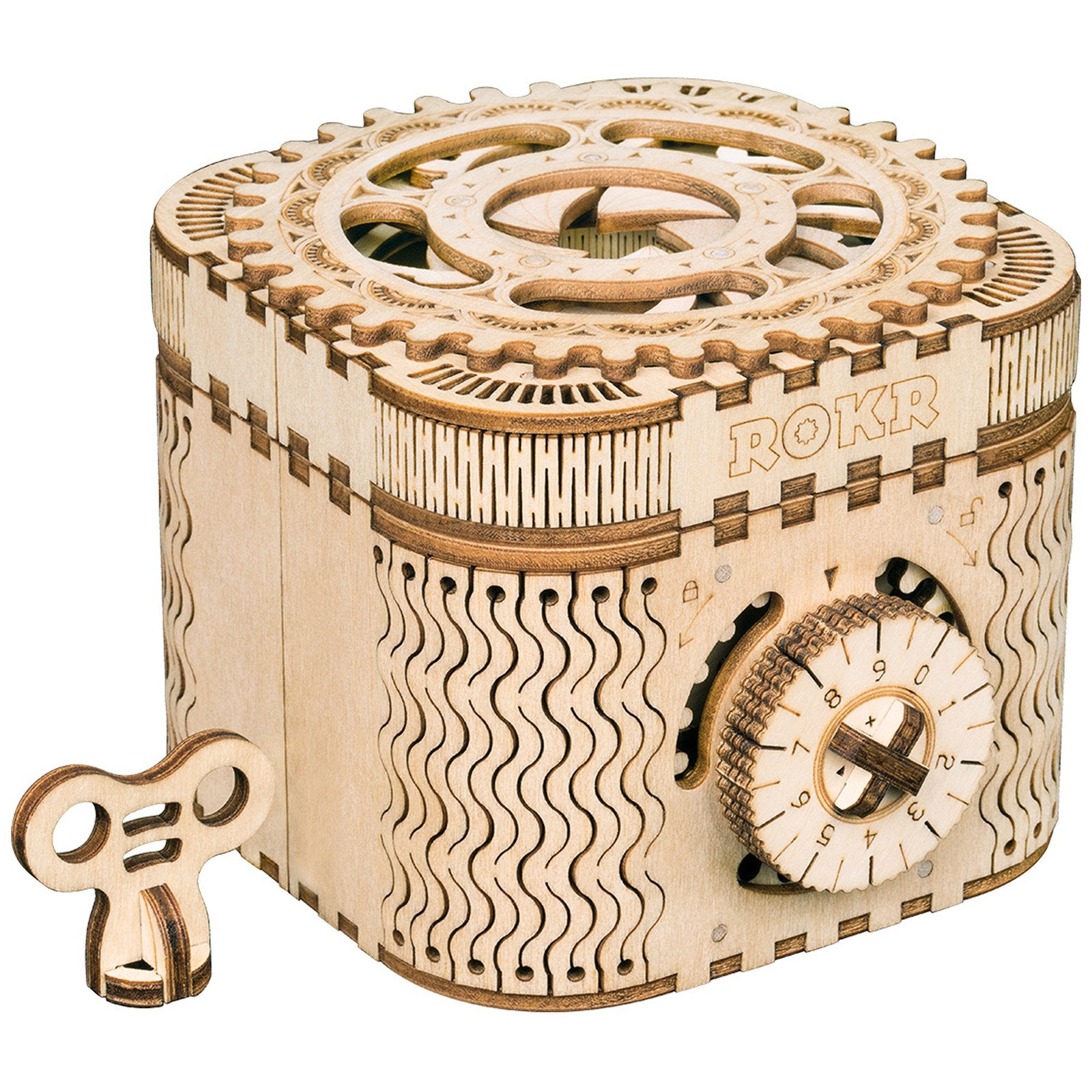Productfoto van de Robotime Treasure Box, houten modelbouw van een opbergkistje