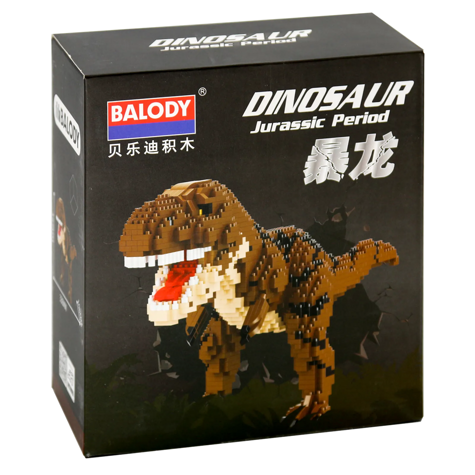 Voorkant verpakking van de Balody miniblocks bruine Tyrannosaurus rex