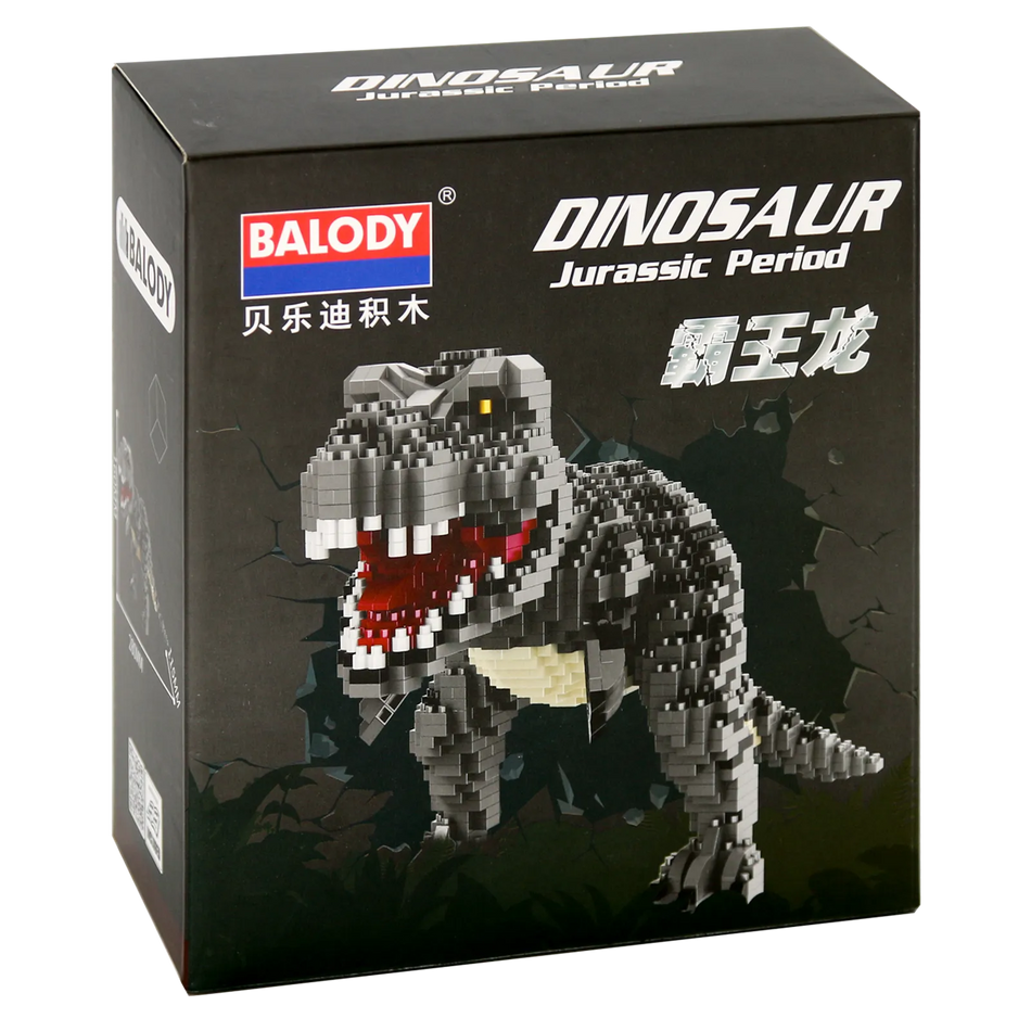 Voorkant verpakking van de Balody miniblocks grijze Tyrannosaurus rex