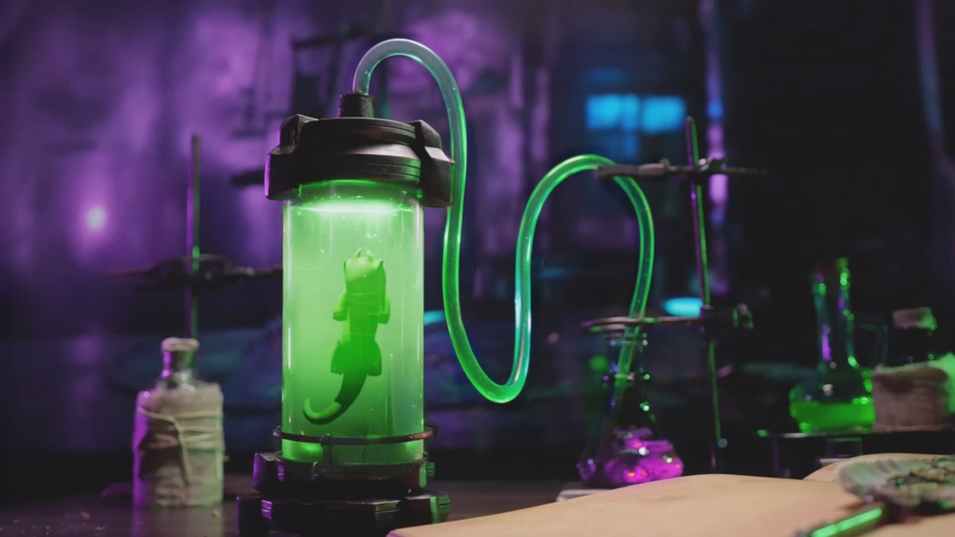 Sfeervolle videopresentatie van de Robotime Marble Run Alchemy City, groen en paarse kunststof knikkerbaan met een futuristisch thema